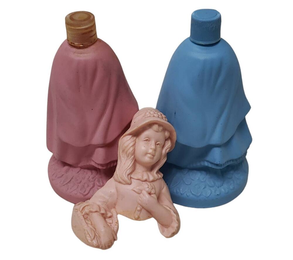 Vintage Avon Mix Match Pretty Girl Pink & Little Girl Blue Glass Perfume Bottle